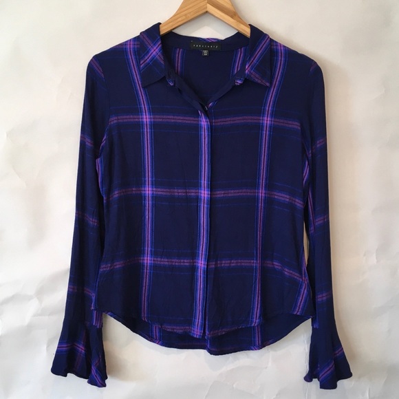 Sanctuary Tops - Sanctuary // rayon plaid bell cuff XS Like New